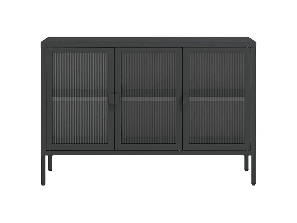 Buffet noir 105x35x70 cm verre et acier