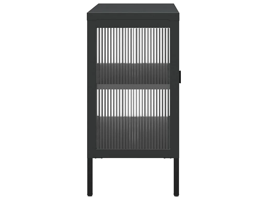 Buffet noir 105x35x70 cm verre et acier