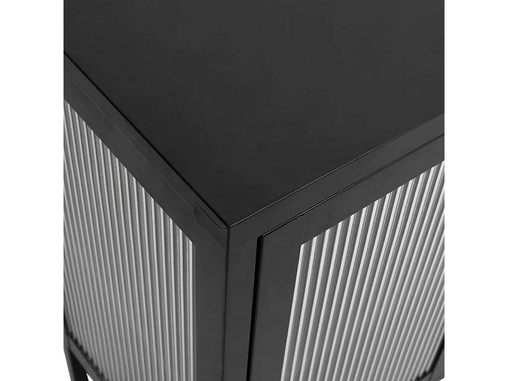 Buffet noir 105x35x70 cm verre et acier