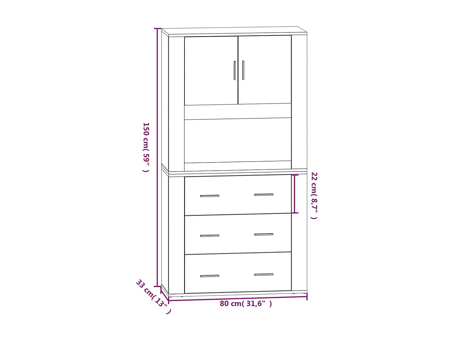 Highboard Weiß Holzwerkstoff