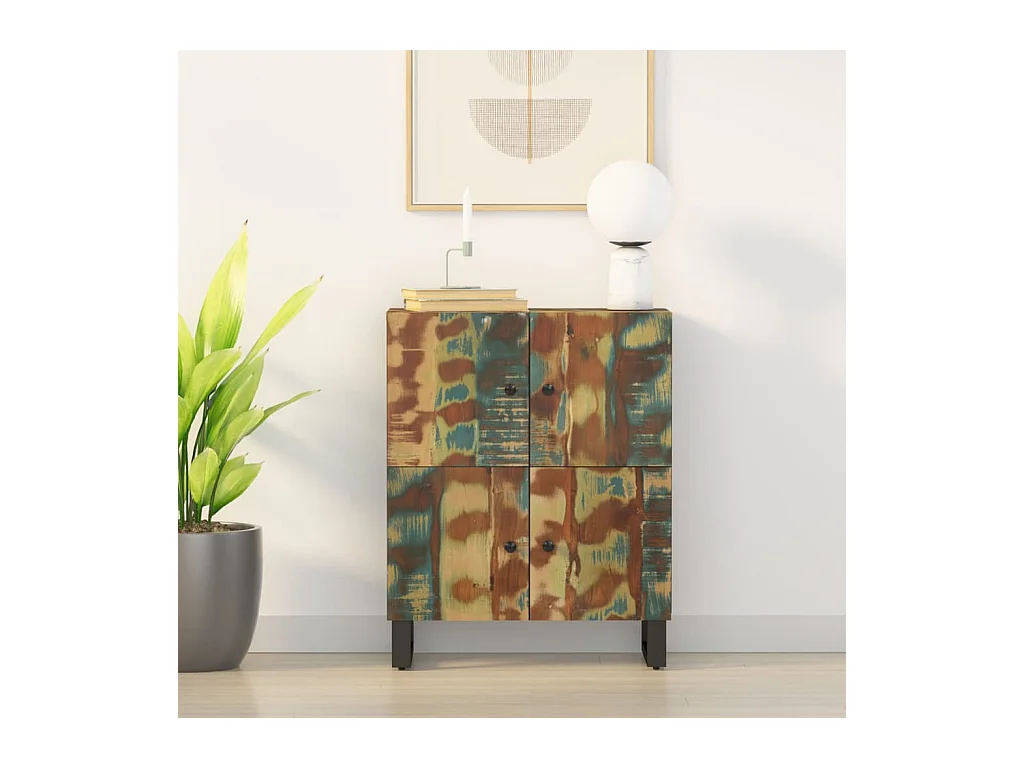 Aparador con 4 puertas madera maciza reciclada 60x33x75 cm