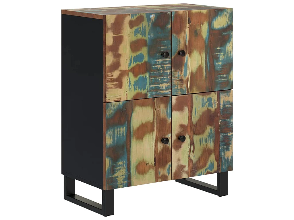 Credenza con 4 Ante 60x33x75 cm in Legno Massello di Recupero