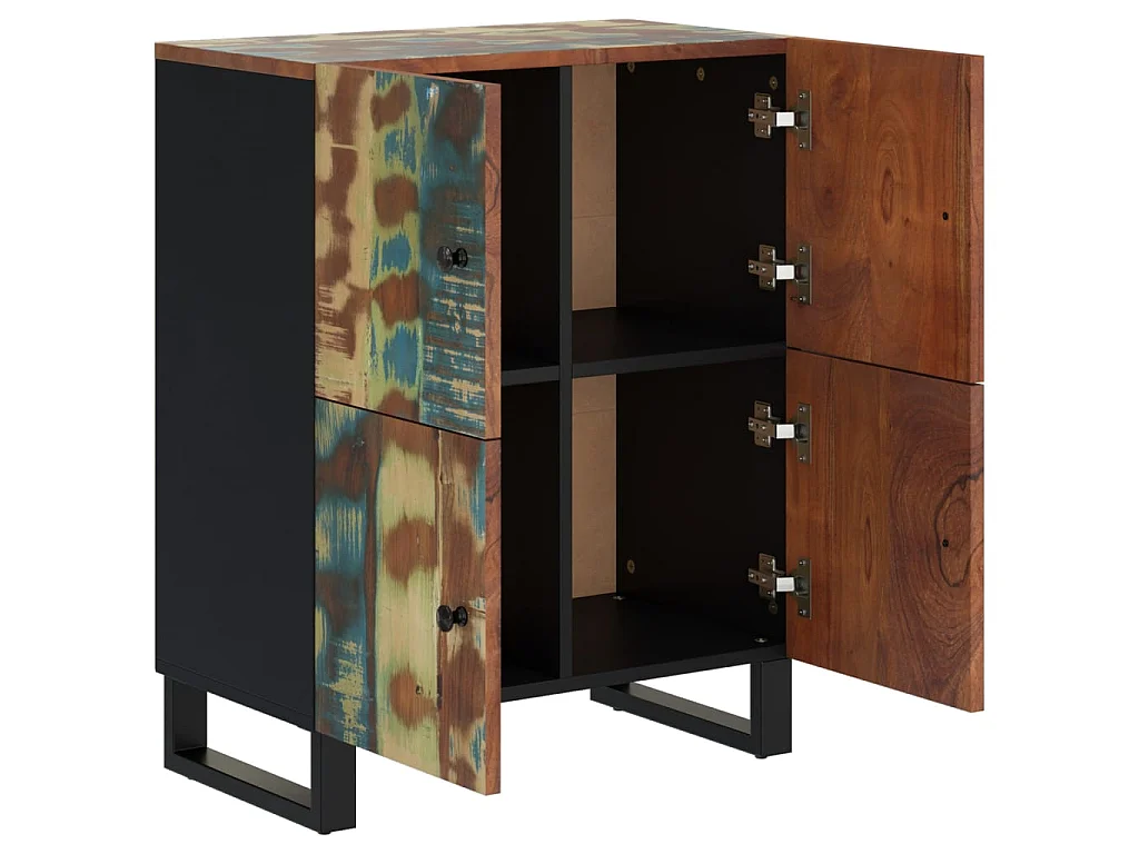 Credenza con 4 Ante 60x33x75 cm in Legno Massello di Recupero