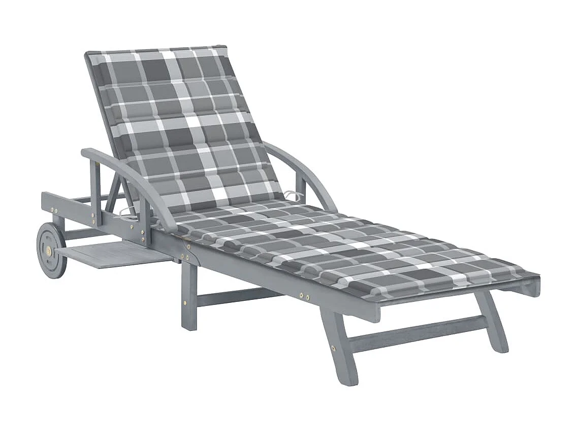 Espreguiçadeira espreguiçadeira espreguiçadeira jardim cama terraço móveis de exterior com almofada madeira de acácia maciça 02_0012388