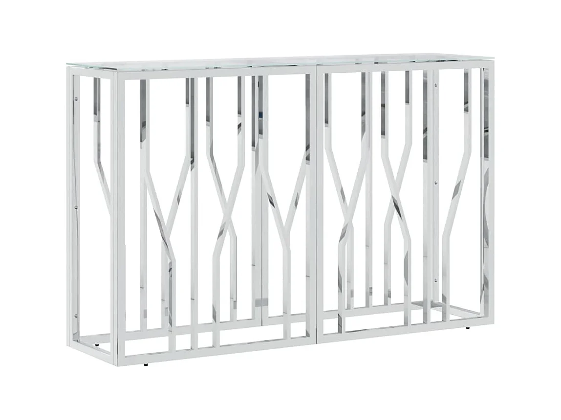 Tavolino Consolle 110x30x70 cm in Acciaio Inox e Vetro