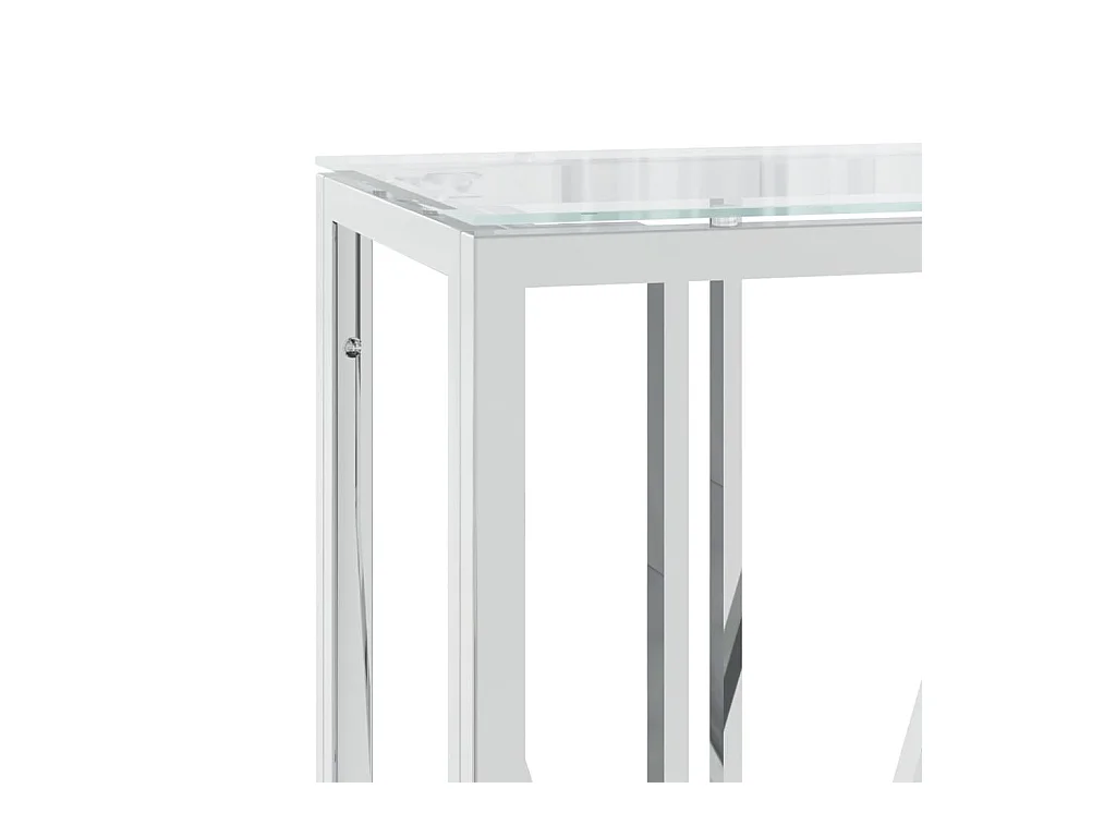 Tavolino Consolle 110x30x70 cm in Acciaio Inox e Vetro
