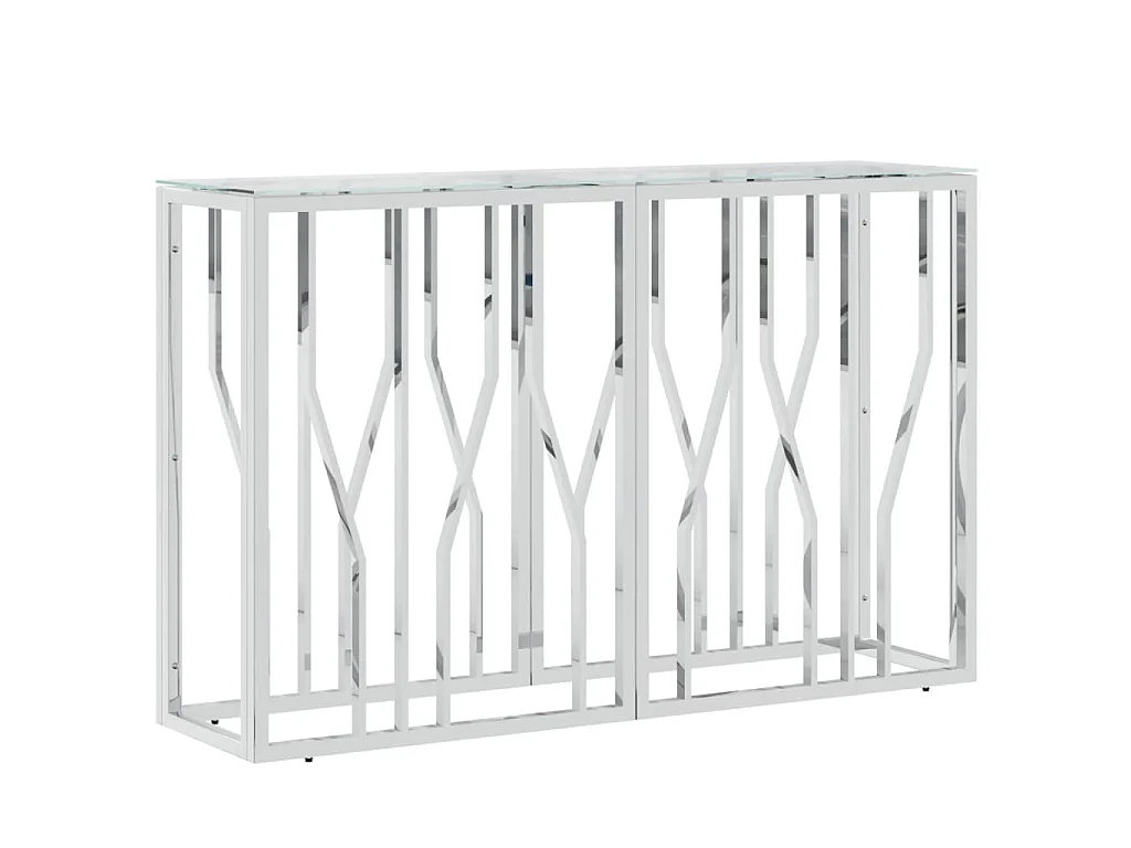 Tavolino Consolle 110x30x70 cm in Acciaio Inox e Vetro