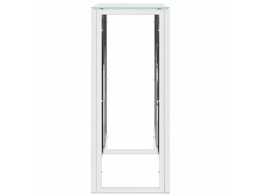 Tavolino Consolle 110x30x70 cm in Acciaio Inox e Vetro