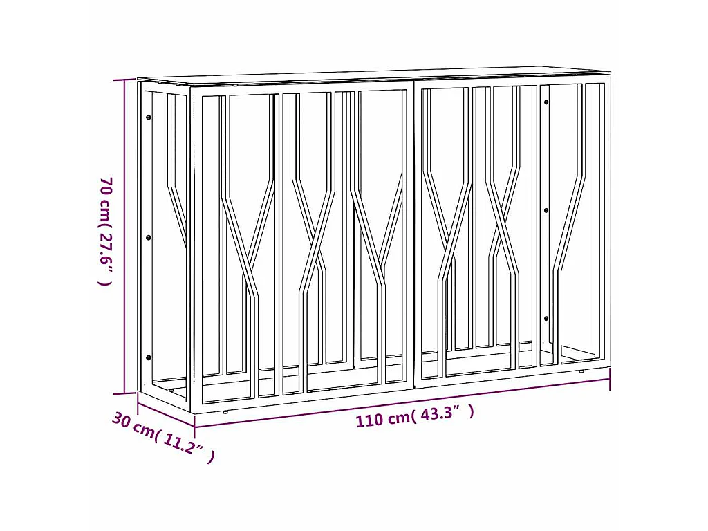 Wandtafel 110x30x70 cm roestvrij staal en glas