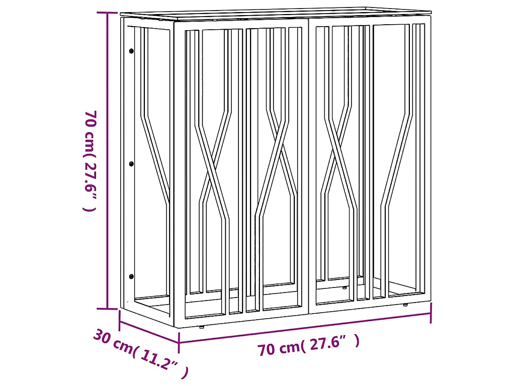 Tavolino Consolle 70x30x70 cm in Acciaio Inox e Vetro