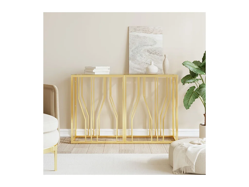 Table console 110x30x70 cm acier inoxydable et verre