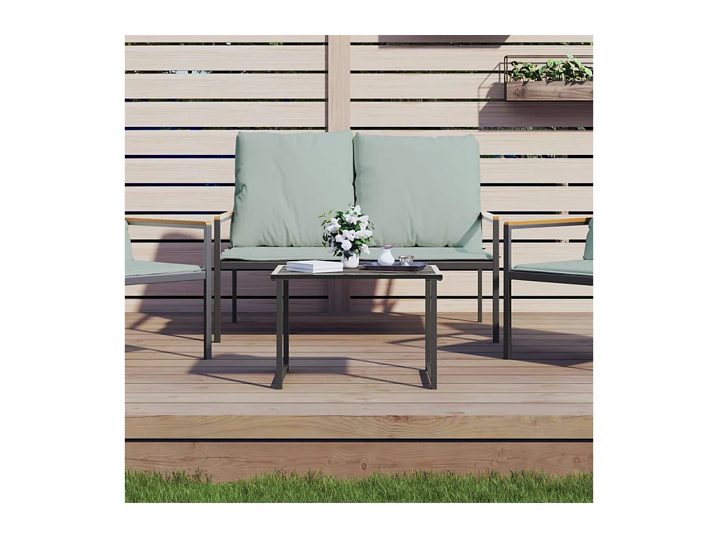 Table de jardin anthracite 55x40x37 cm acier
