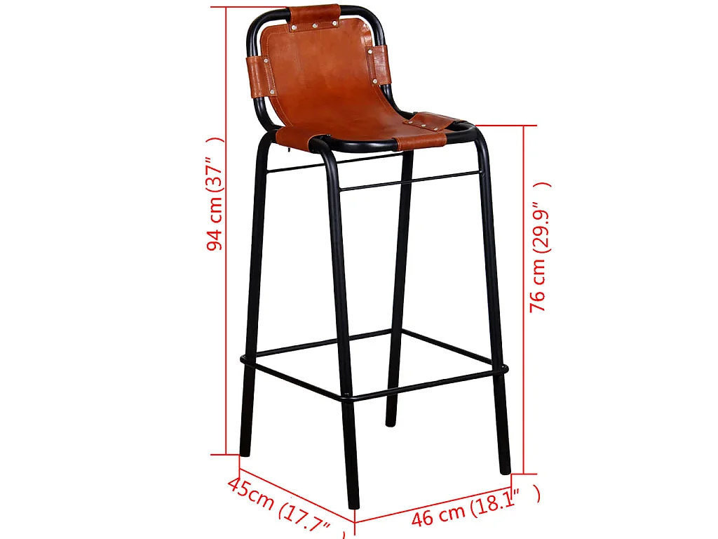 Tabourets de bar lot de 2 cuir véritable