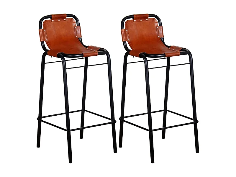 Tabourets de bar lot de 2 cuir véritable