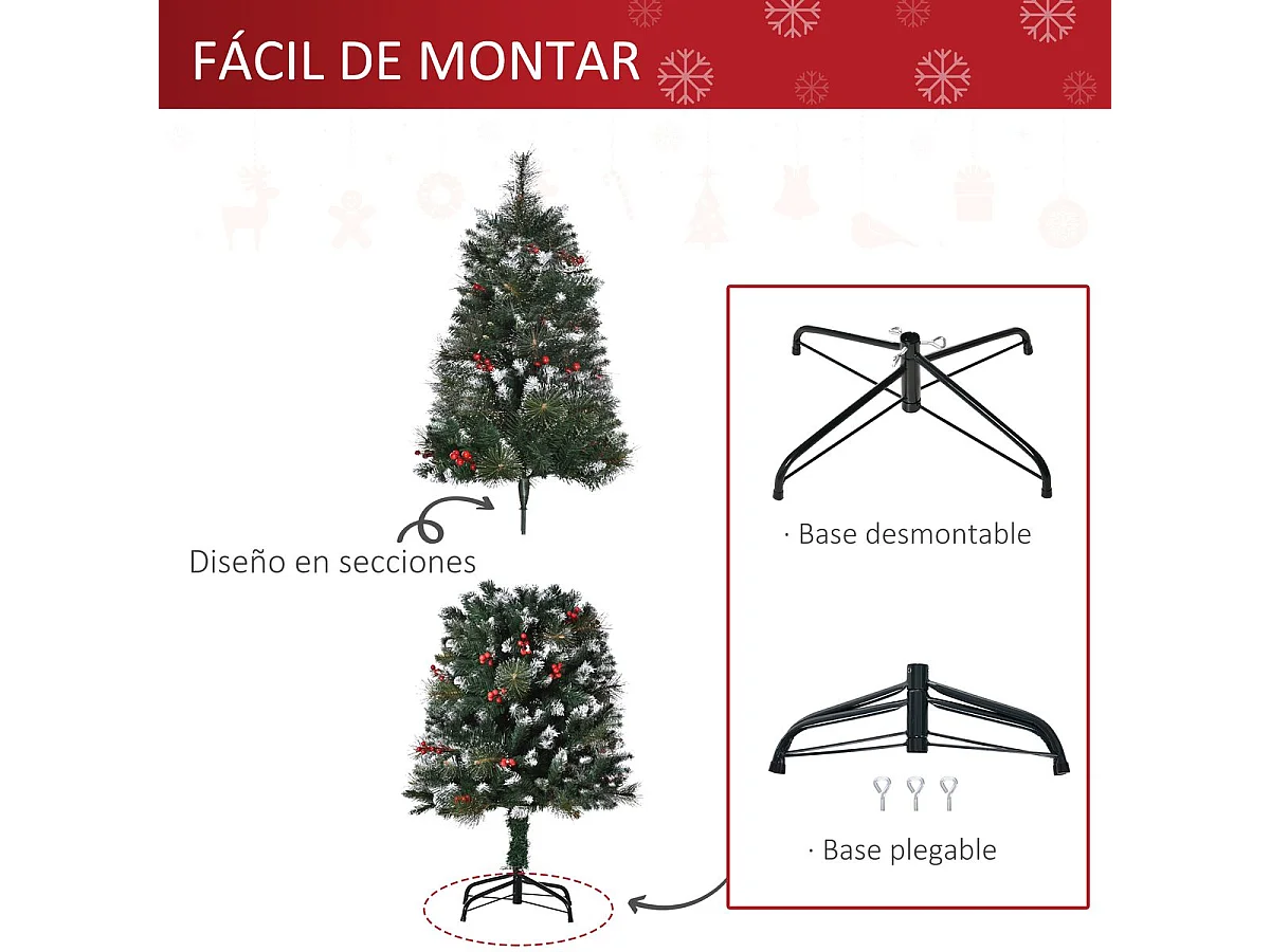 Árbol de navidad verde 50x50x150 cm HOMCOM