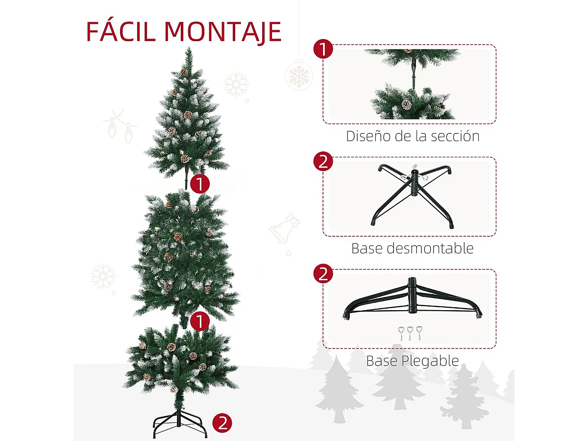 Árbol de navidad verde 73x73x180 cm HOMCOM