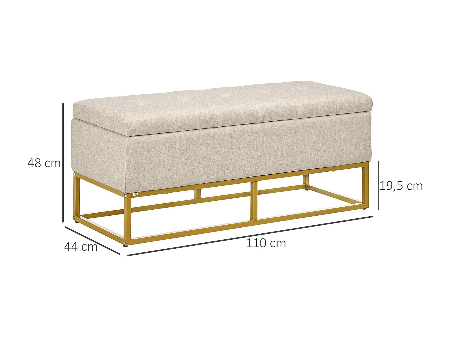 Banco de almacenamiento beige 110x44x48 cm HOMCOM