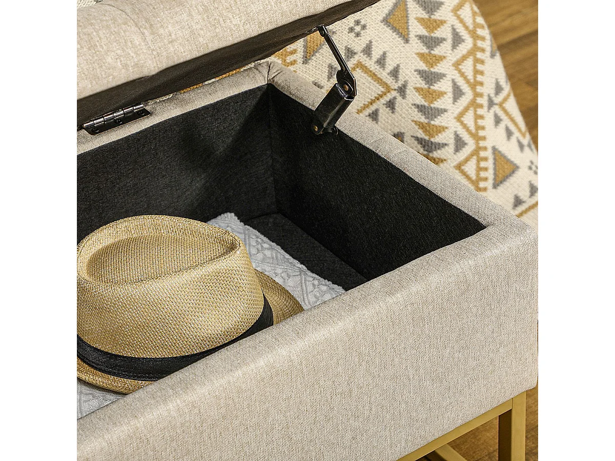 Banco de almacenamiento beige 110x44x48 cm HOMCOM