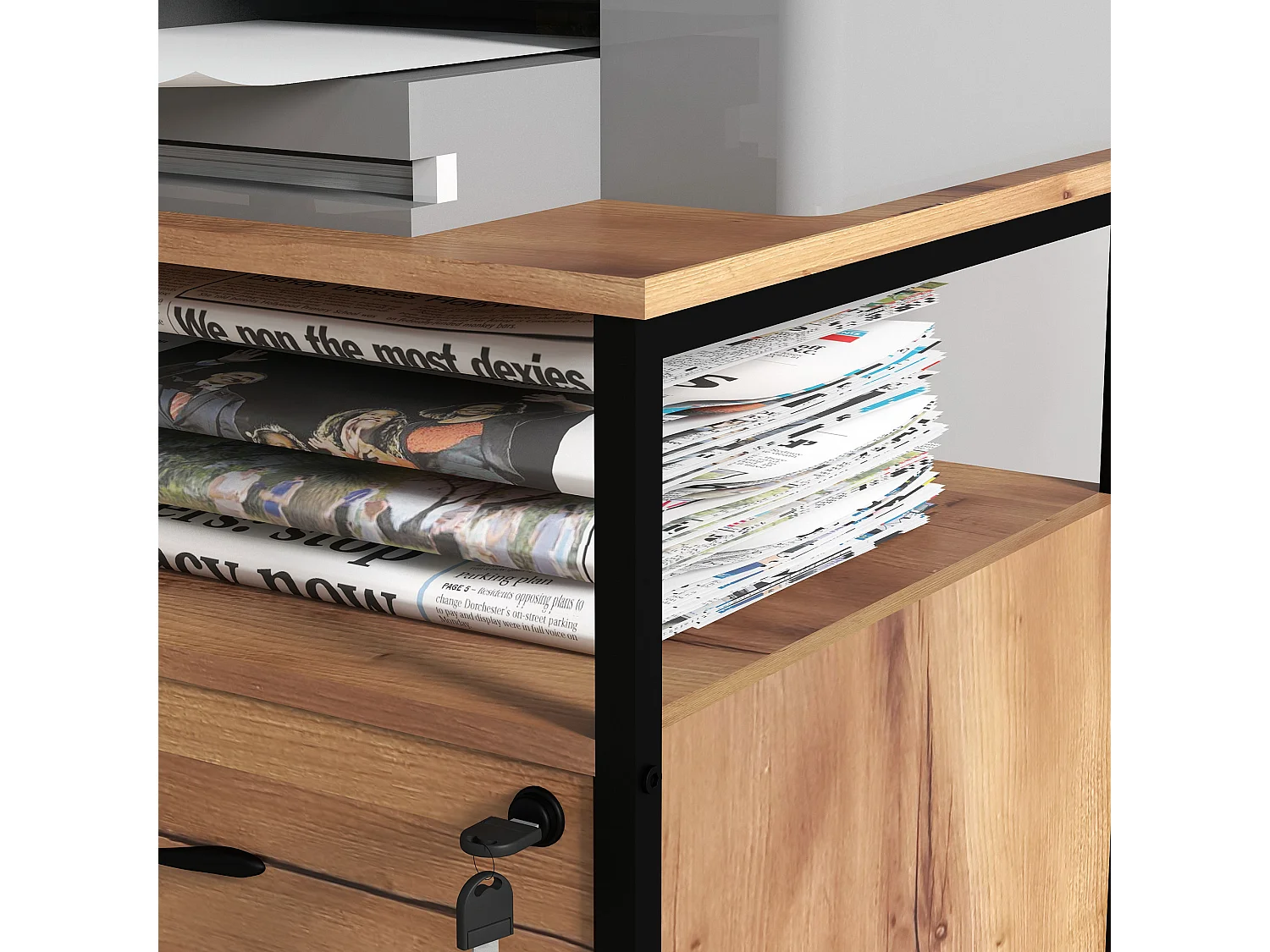 Cajonera de oficina marrón rústico 44x40x66.5 cm Vinsetto