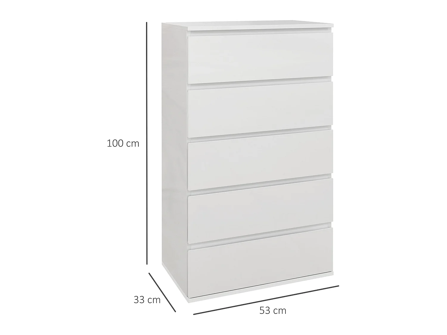 Cómoda con cajones blanco brillante 53x33x100 cm HOMCOM
