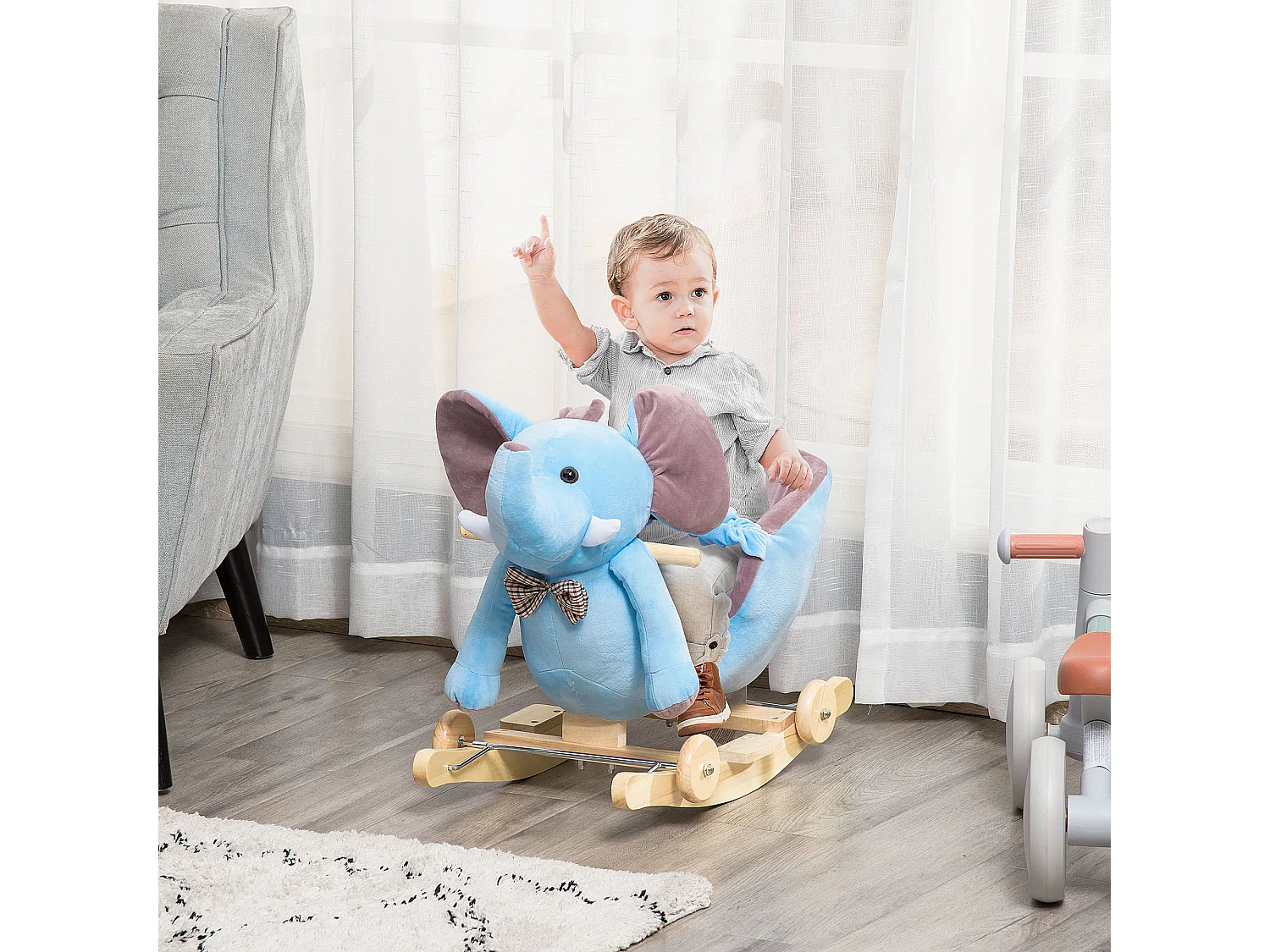 Caballito balancín infantil azul 60x35x45 cm HOMCOM