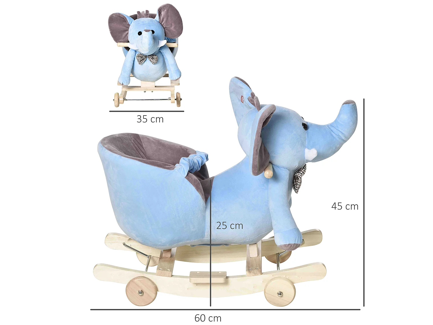 Caballito balancín infantil azul 60x35x45 cm HOMCOM