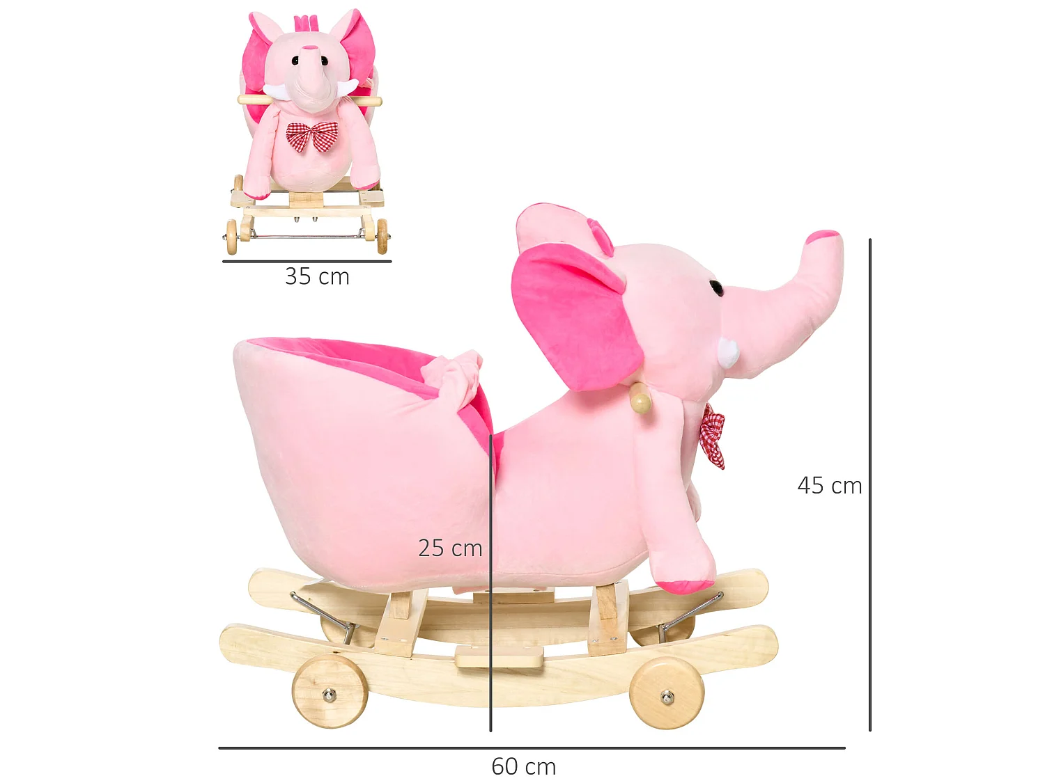Caballito balancín infantil rosa 60x35x45 cm HOMCOM
