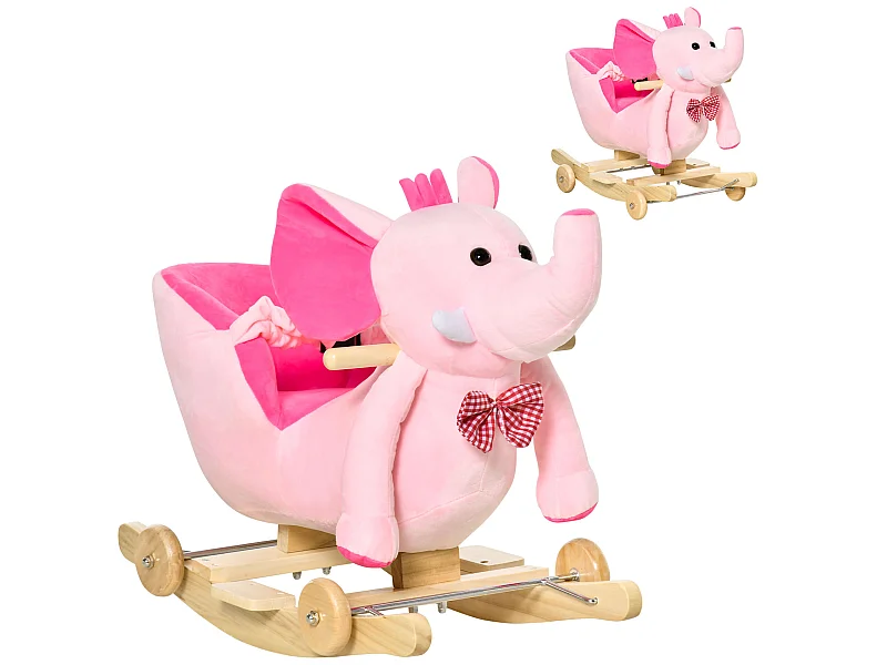 Caballito balancín infantil rosa 60x35x45 cm HOMCOM