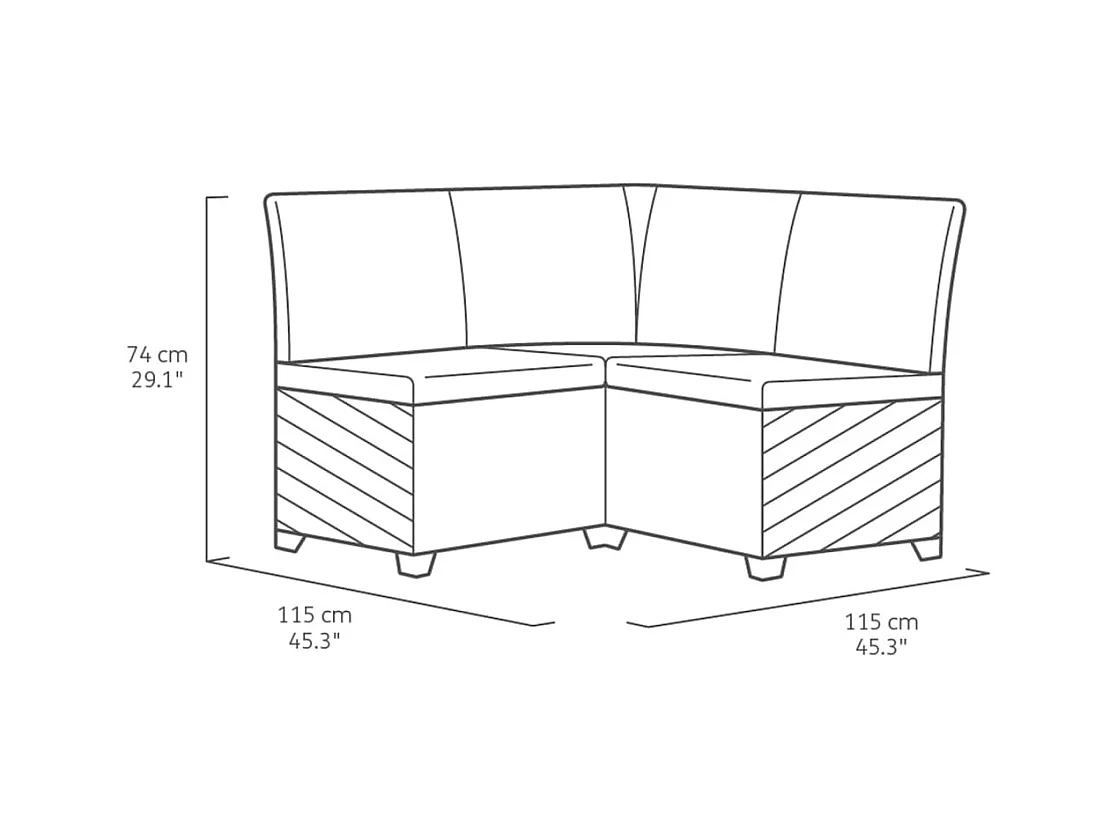 Élément d'angle de jardin Rosalie Graphite