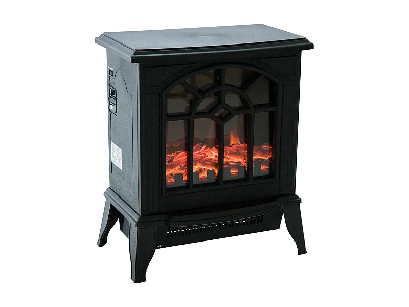 Chimenea eléctrica de pie negro 36,5x24x46 cm HOMCOM