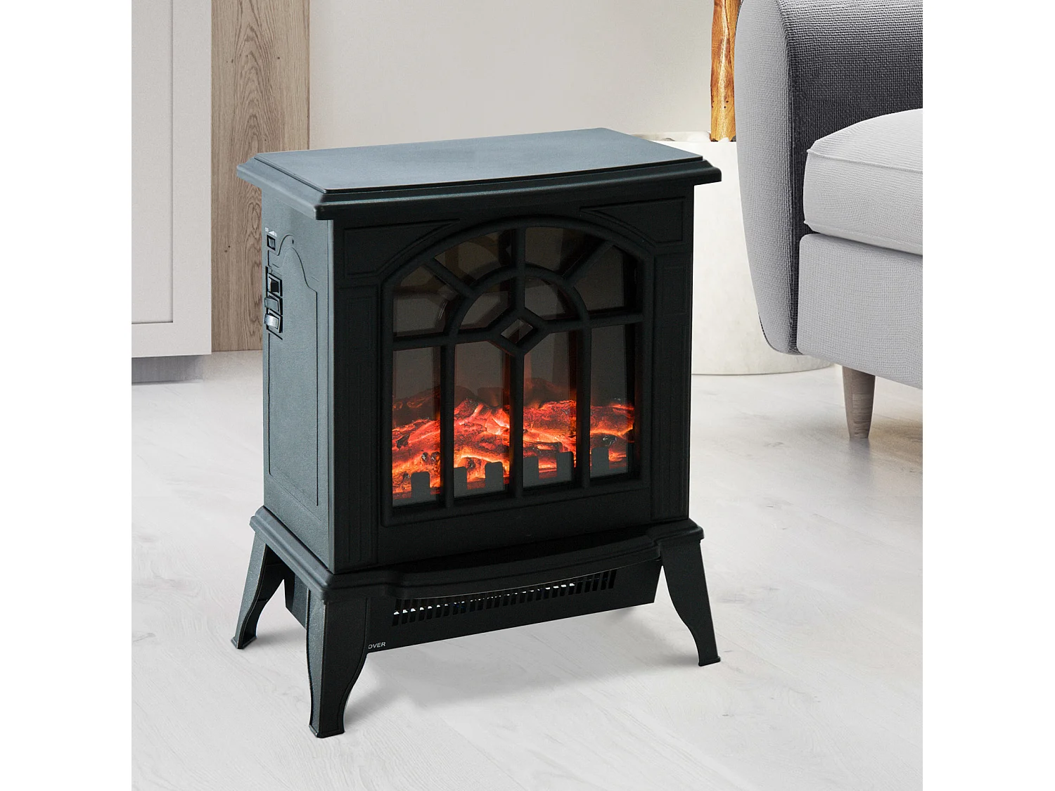 Chimenea eléctrica de pie negro 36,5x24x46 cm HOMCOM