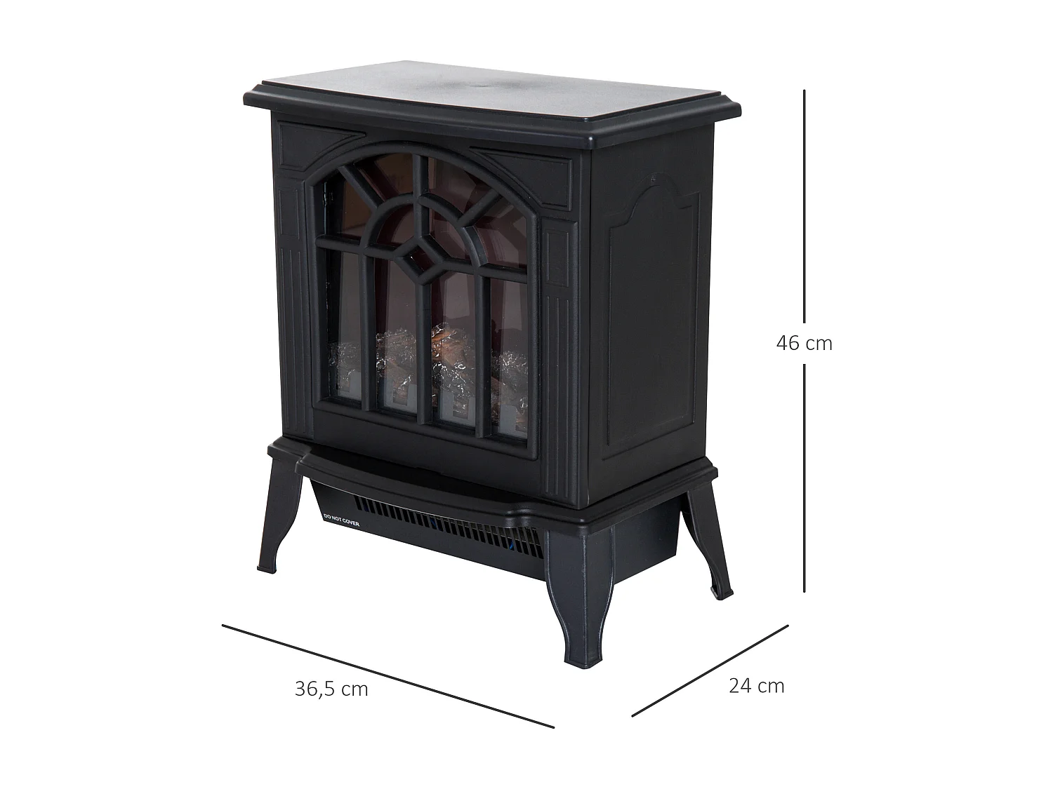 Chimenea eléctrica de pie negro 36,5x24x46 cm HOMCOM