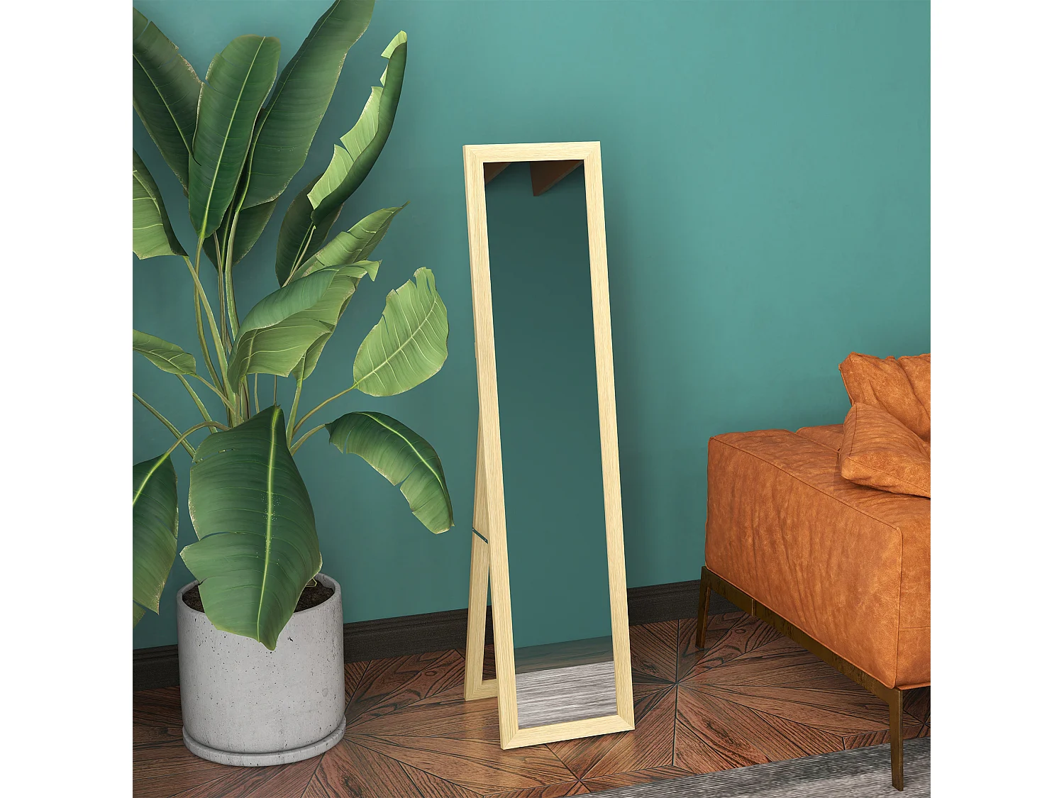 Espejo cuerpo entero roble 37x3.8x157 cm HOMCOM