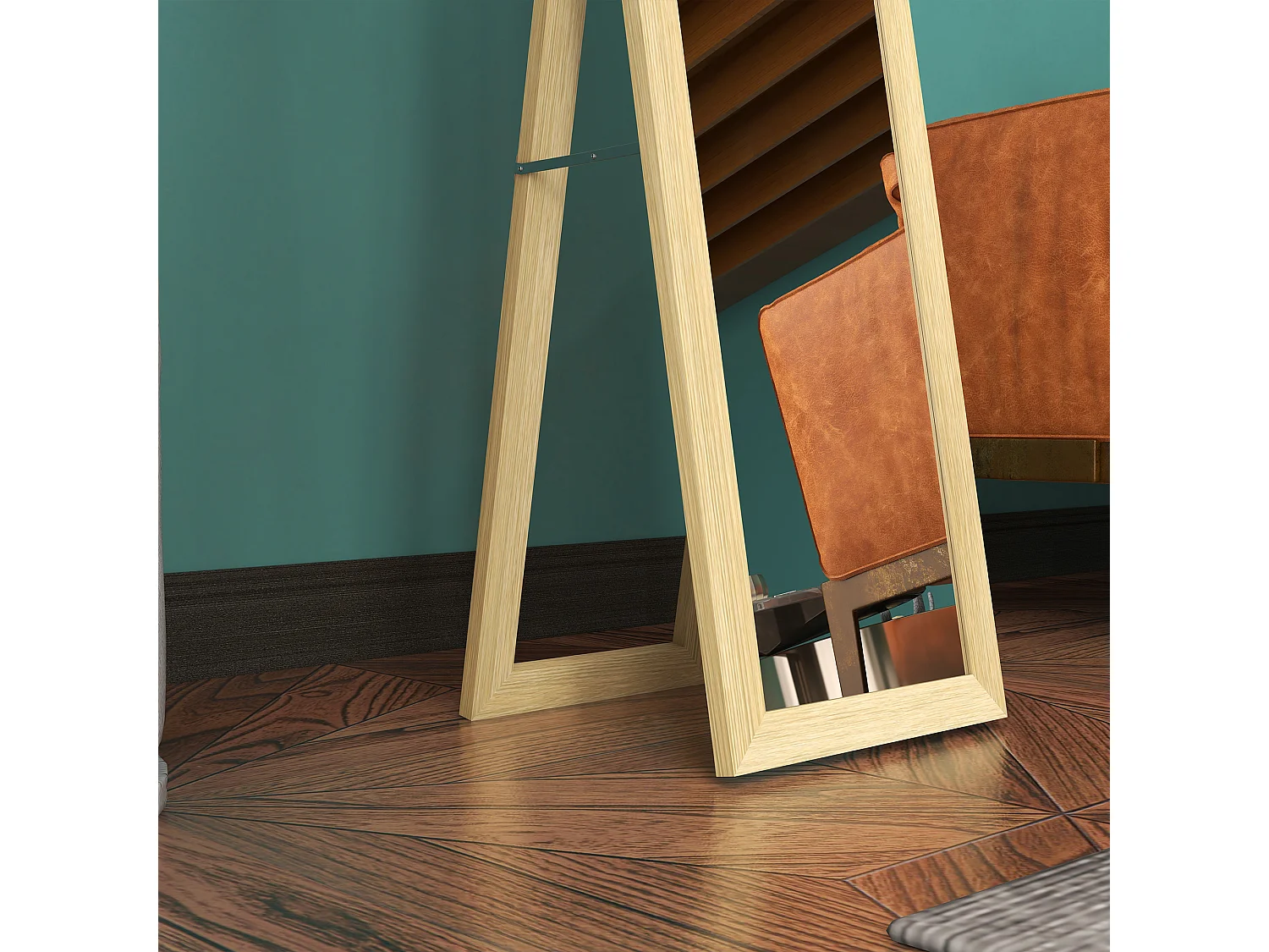 Espejo cuerpo entero roble 37x3.8x157 cm HOMCOM