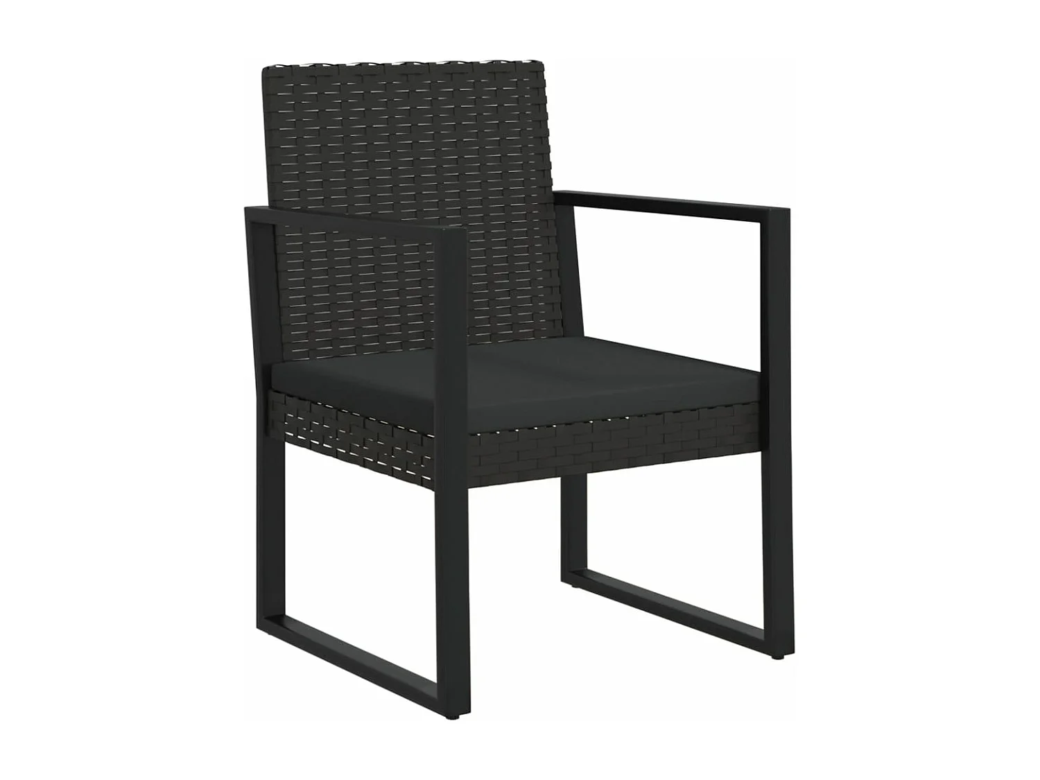 Fauteuil de jardin avec coussin Noir Résine tressée