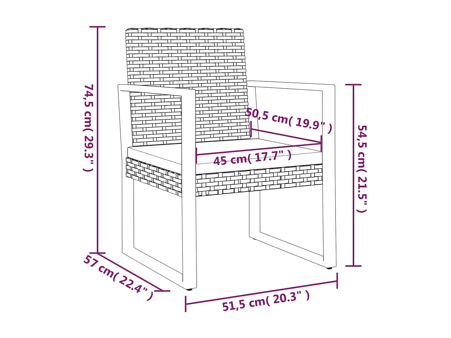 Fauteuil de jardin avec coussin Noir Résine tressée