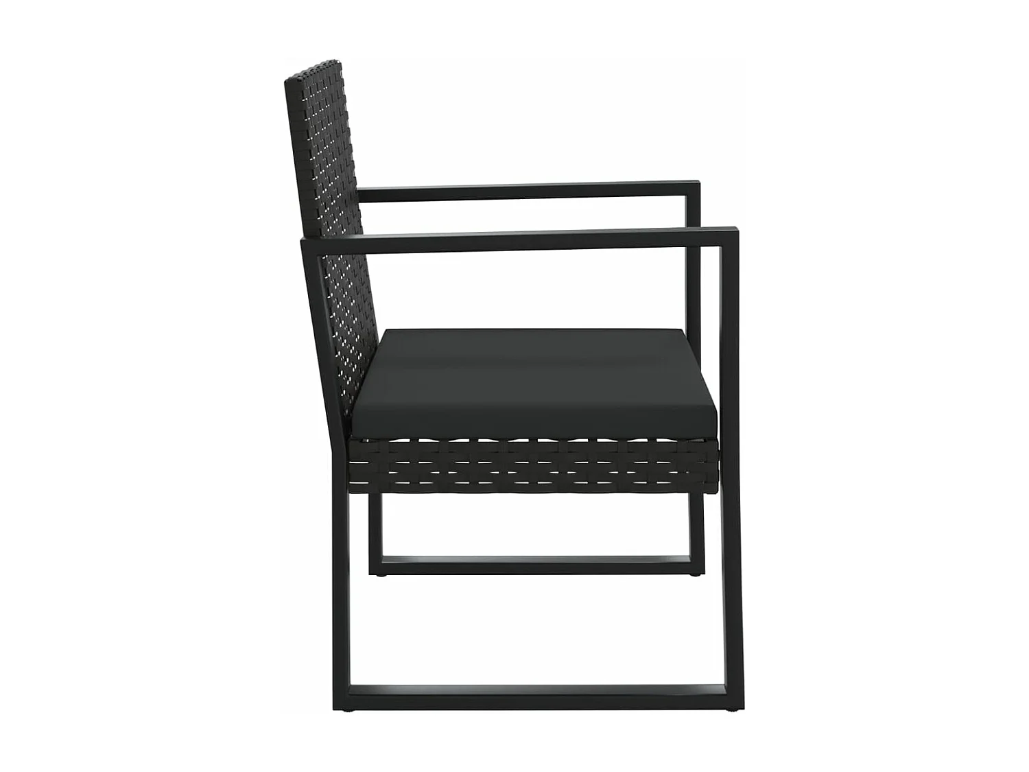 Fauteuil de jardin avec coussin Noir Résine tressée
