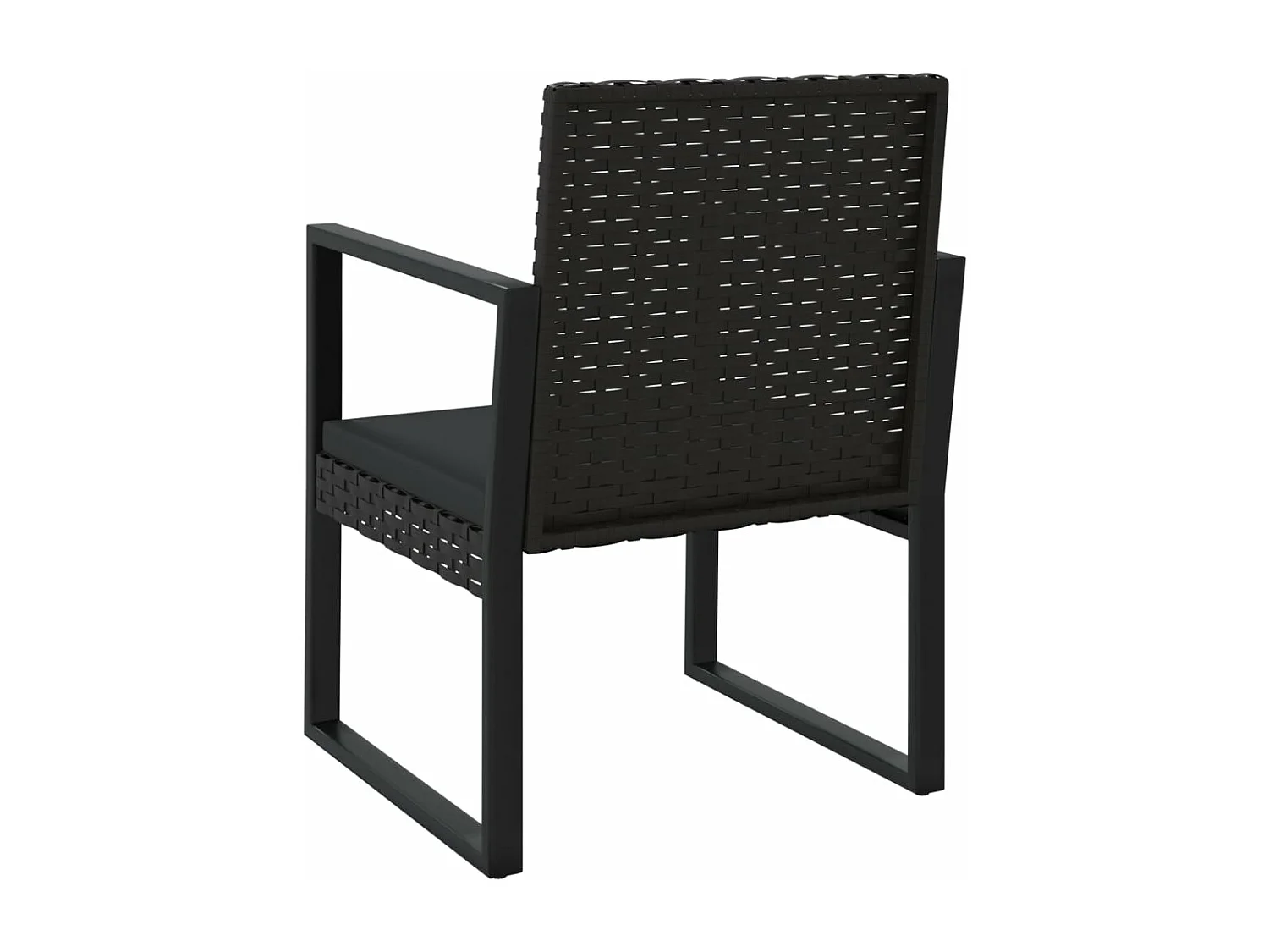 Fauteuil de jardin avec coussin Noir Résine tressée