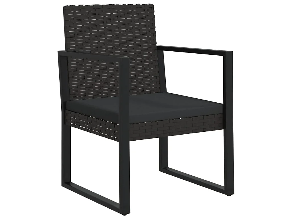 Poltrona da Giardino con Cuscino Nero in Polyrattan