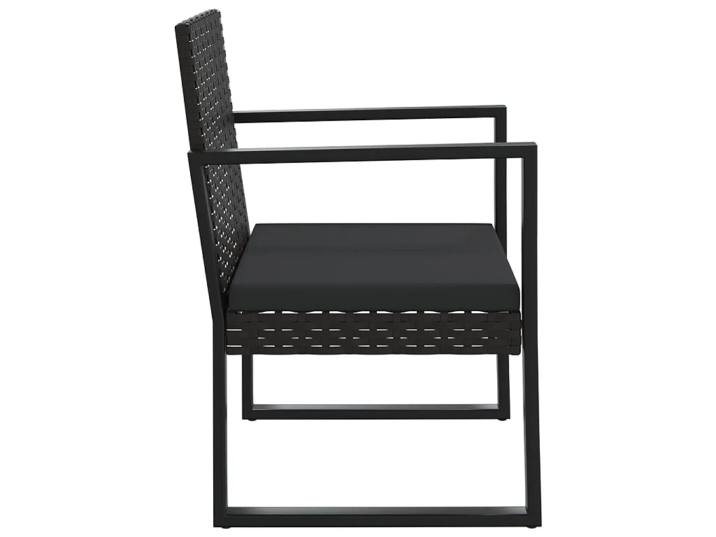 Fauteuil de jardin avec coussin Noir Résine tressée