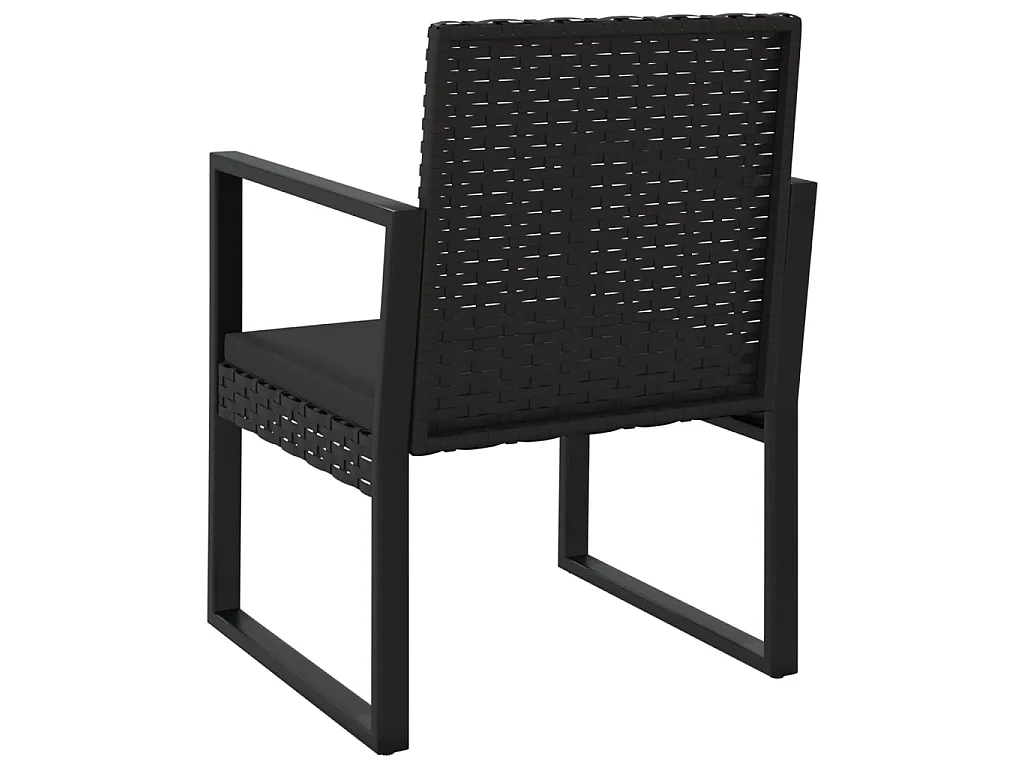 Fauteuil de jardin avec coussin Noir Résine tressée