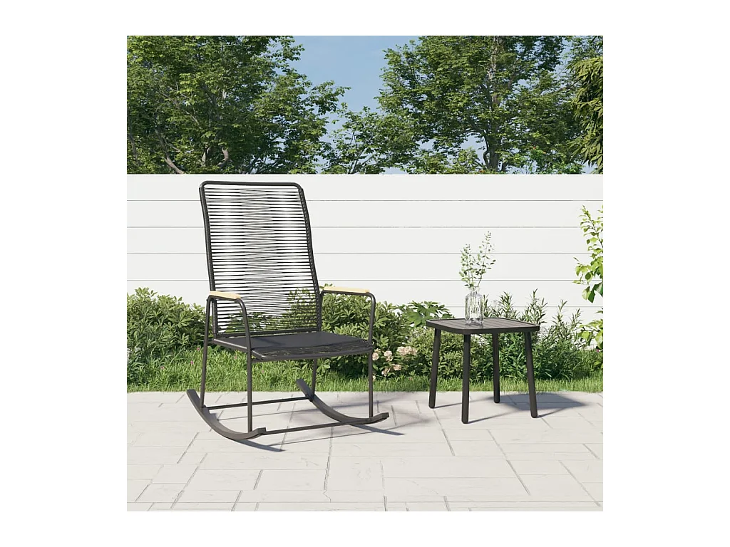 Chaise à bascule de jardin noir 59x79,5x104 cm Rotin PVC
