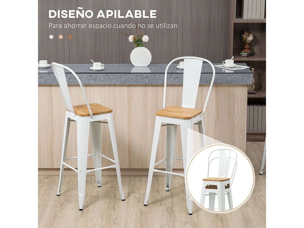 Taburetes de bar crema 44x48x117 cm HOMCOM