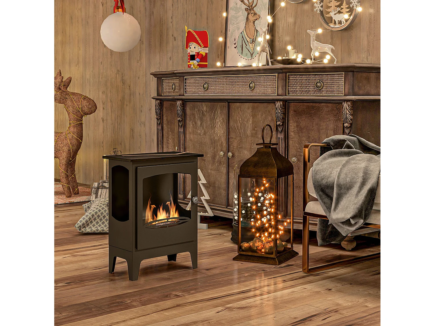 Chimenea de etanol negro 39x26x54 cm HOMCOM