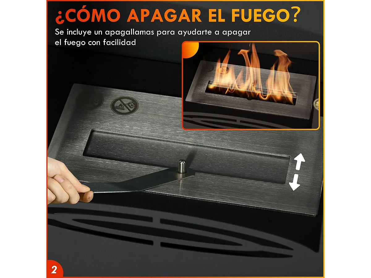 Chimenea de etanol negro 39x26x54 cm HOMCOM