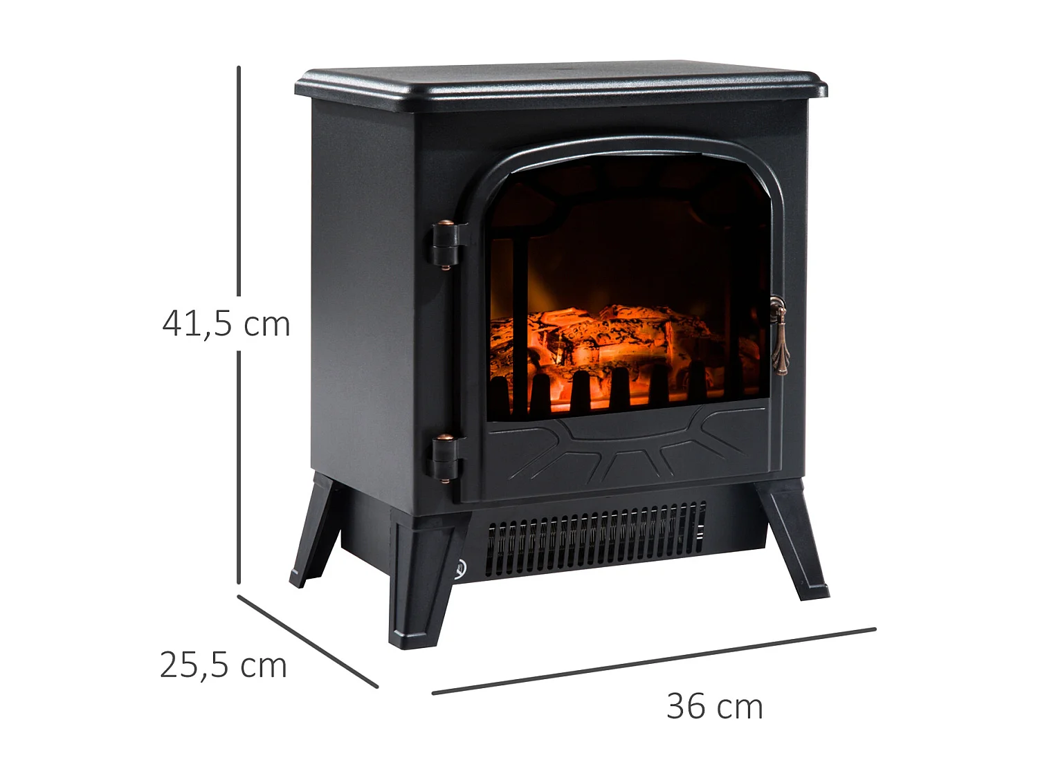 Chimenea eléctrica negro 36x25.5x41.5cm HOMCOM