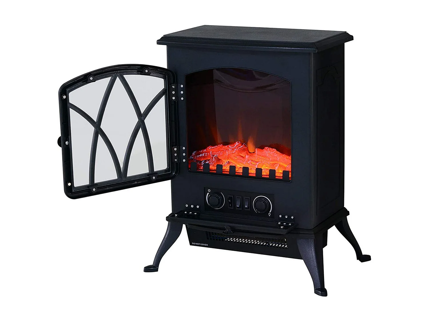 Chimenea eléctrica móvil negro 45x28.5x54 cm HOMCOM