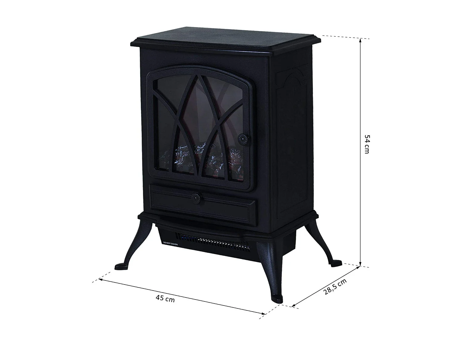Chimenea eléctrica móvil negro 45x28.5x54 cm HOMCOM