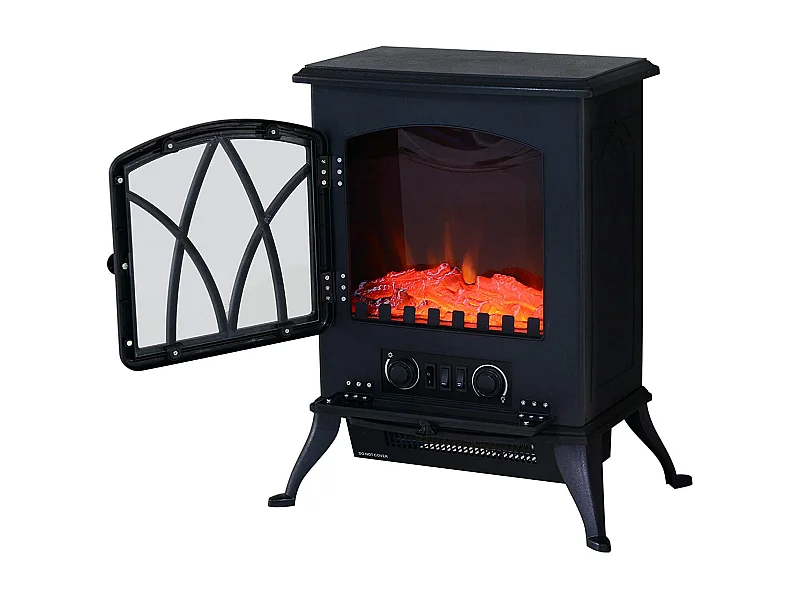 Chimenea eléctrica móvil negro 45x28.5x54 cm HOMCOM