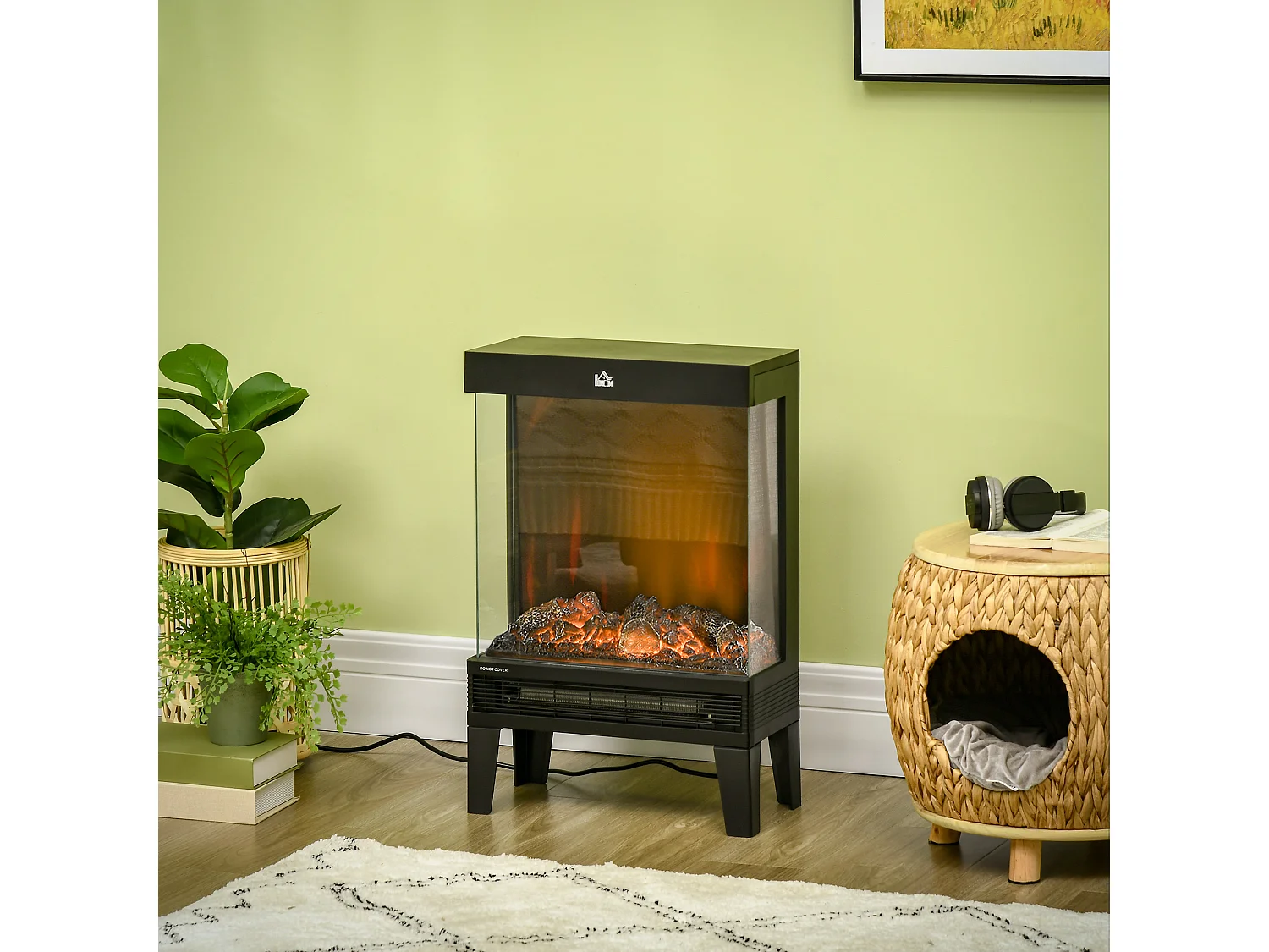 Chimenea eléctrica vertical negro 40.5x20x62 cm HOMCOM
